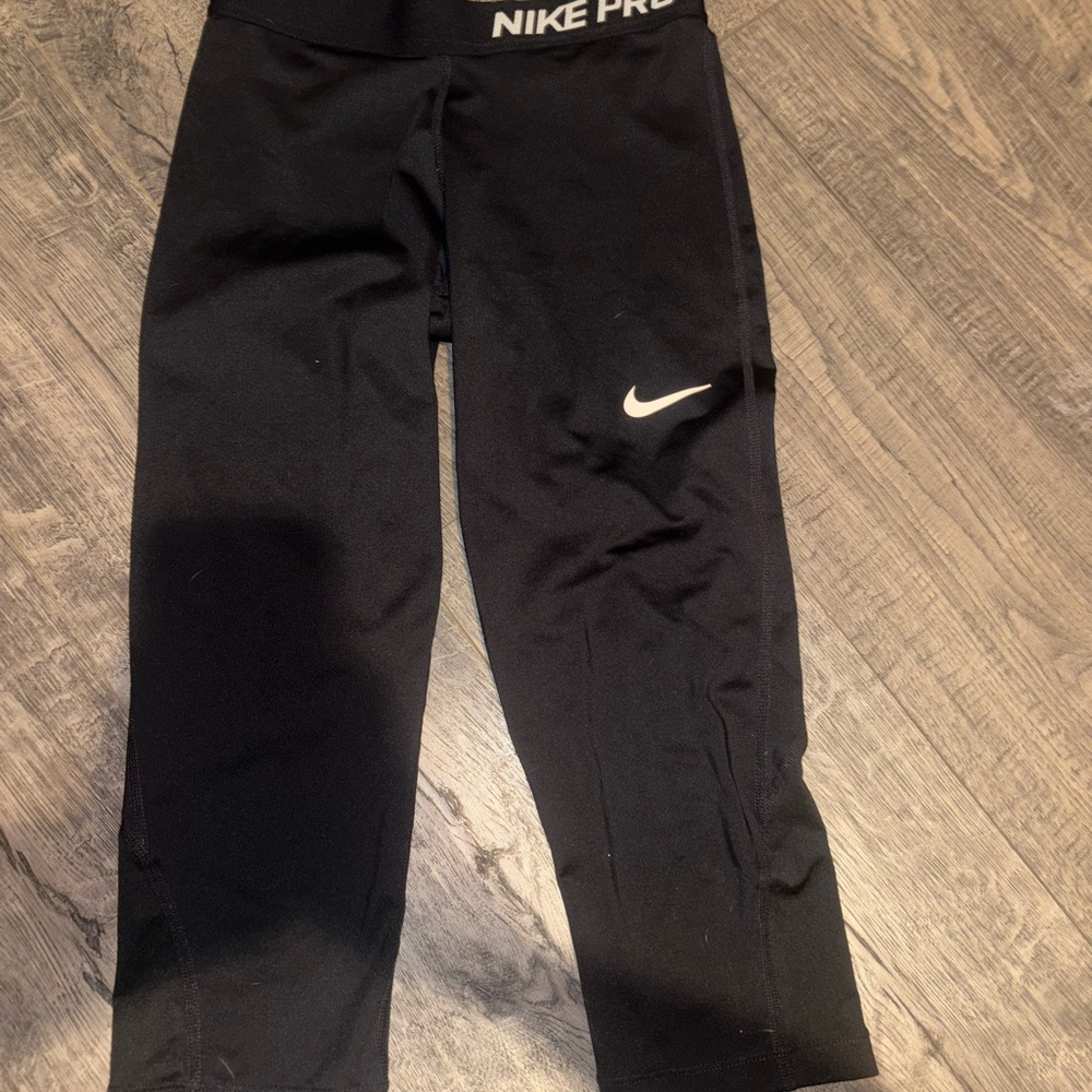Nike Kids Black Leggings with White Logo